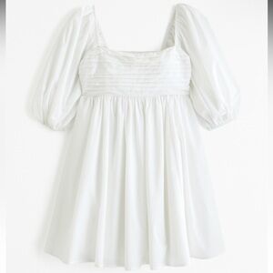 The A&F Emerson Poplin Puff Sleeve Mini Dress in White